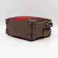 Houndstooth Woven Square Trunk Bag Brown Leather