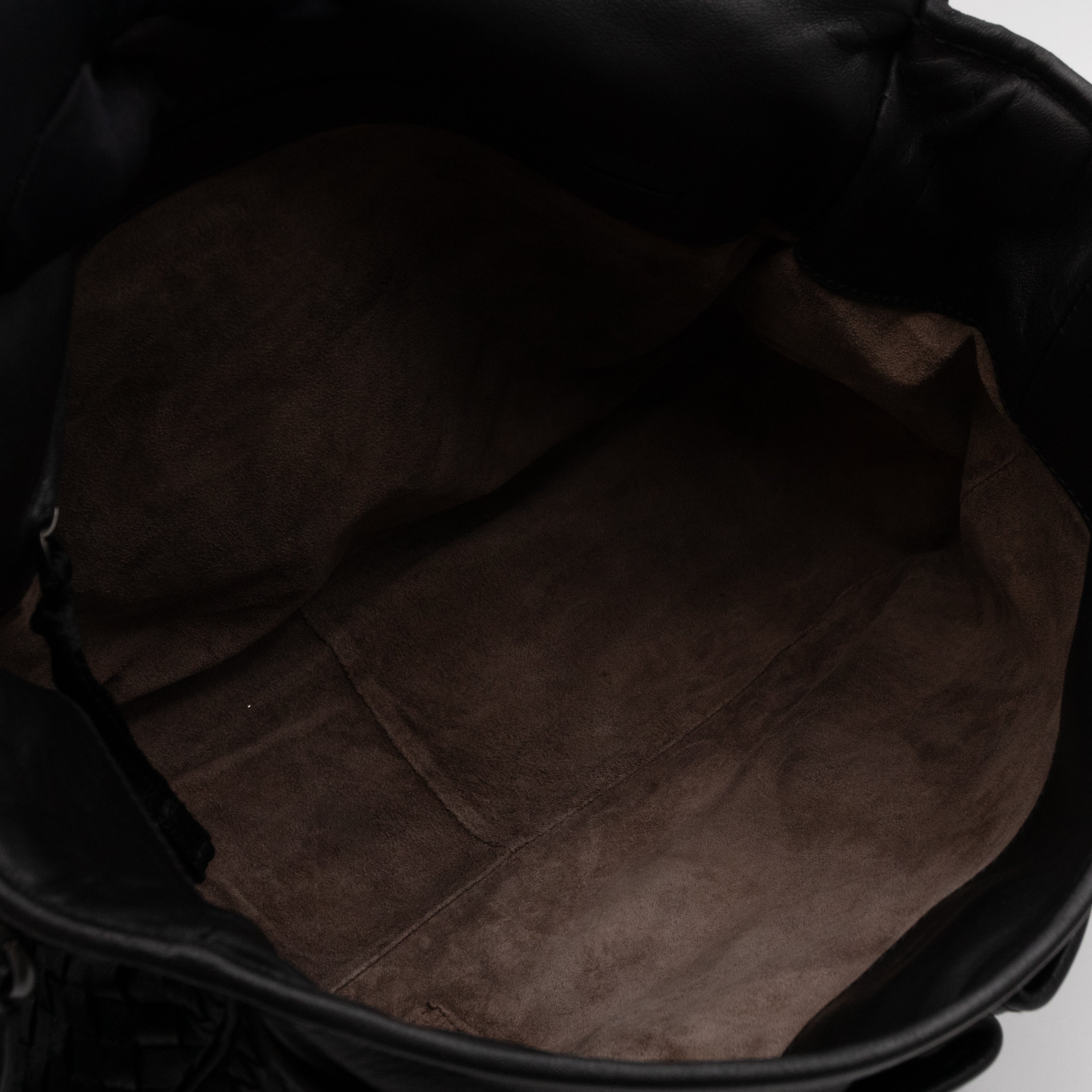 Gardena Messenger Bag Black Intrecciato Leather