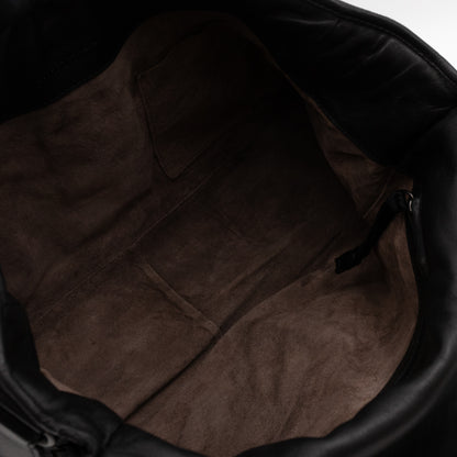 Gardena Messenger Bag Black Intrecciato Leather