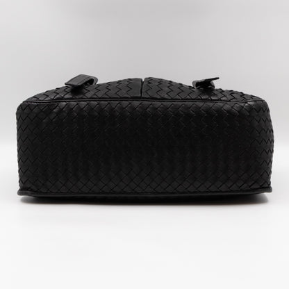 Gardena Messenger Bag Black Intrecciato Leather