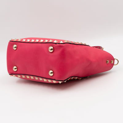 Rockstud Trapeze Mini Tote Bag Pink Leather