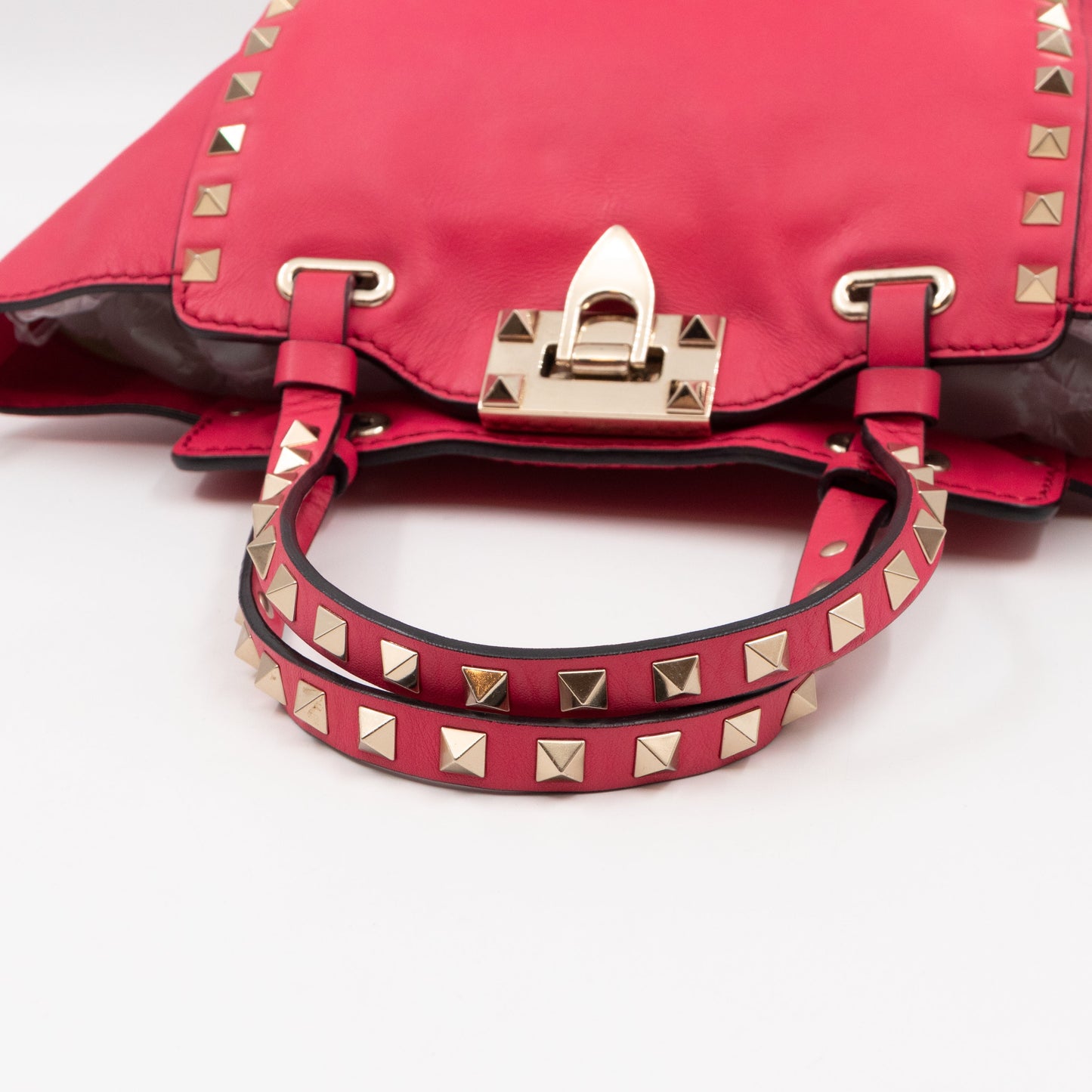 Rockstud Trapeze Mini Tote Bag Pink Leather