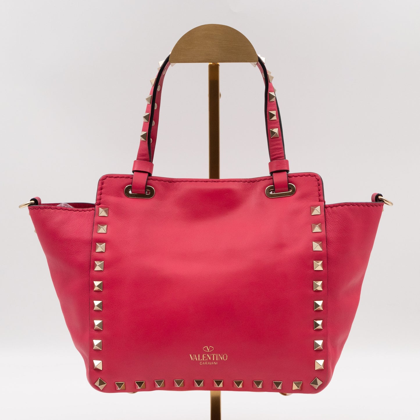 Rockstud Trapeze Mini Tote Bag Pink Leather