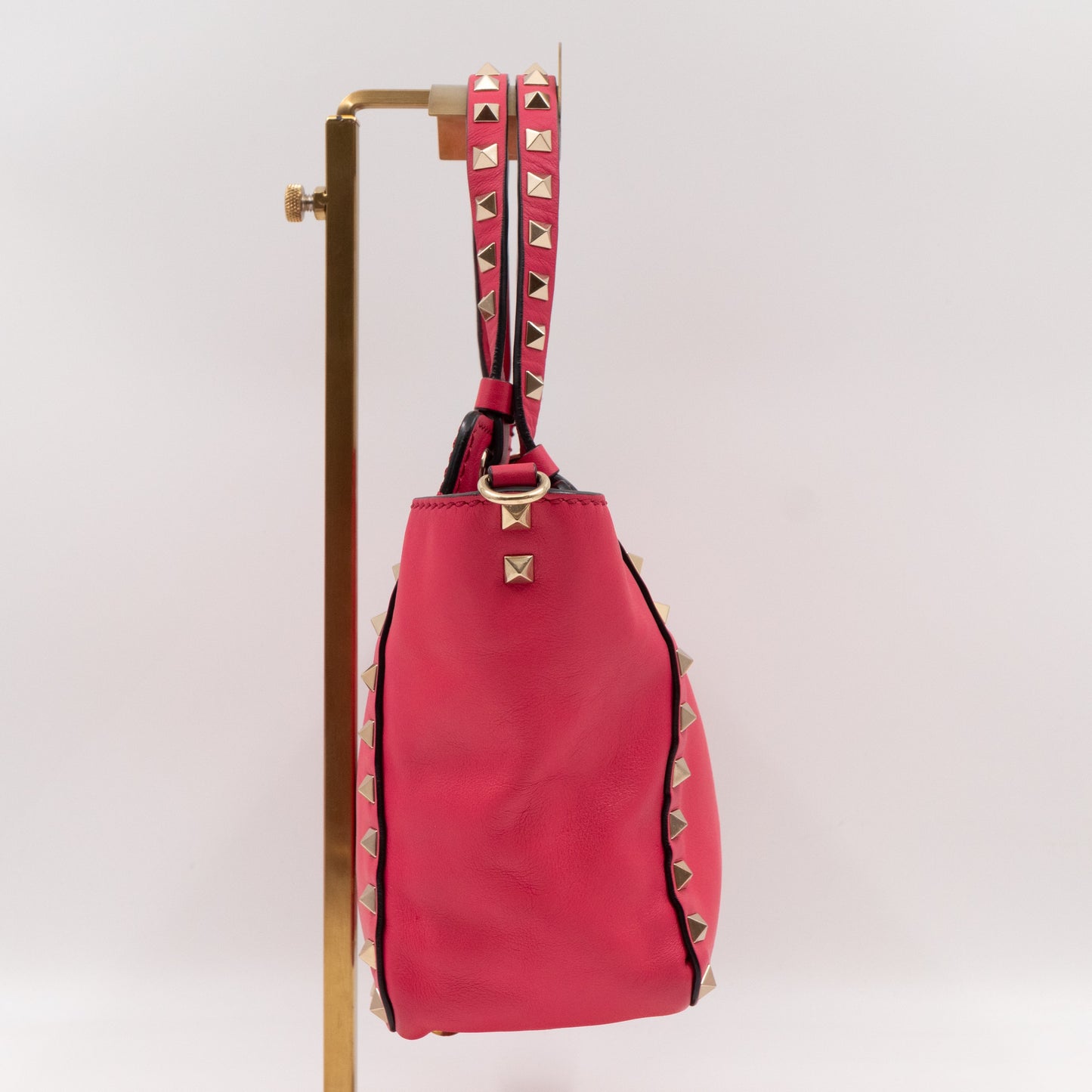 Rockstud Trapeze Mini Tote Bag Pink Leather