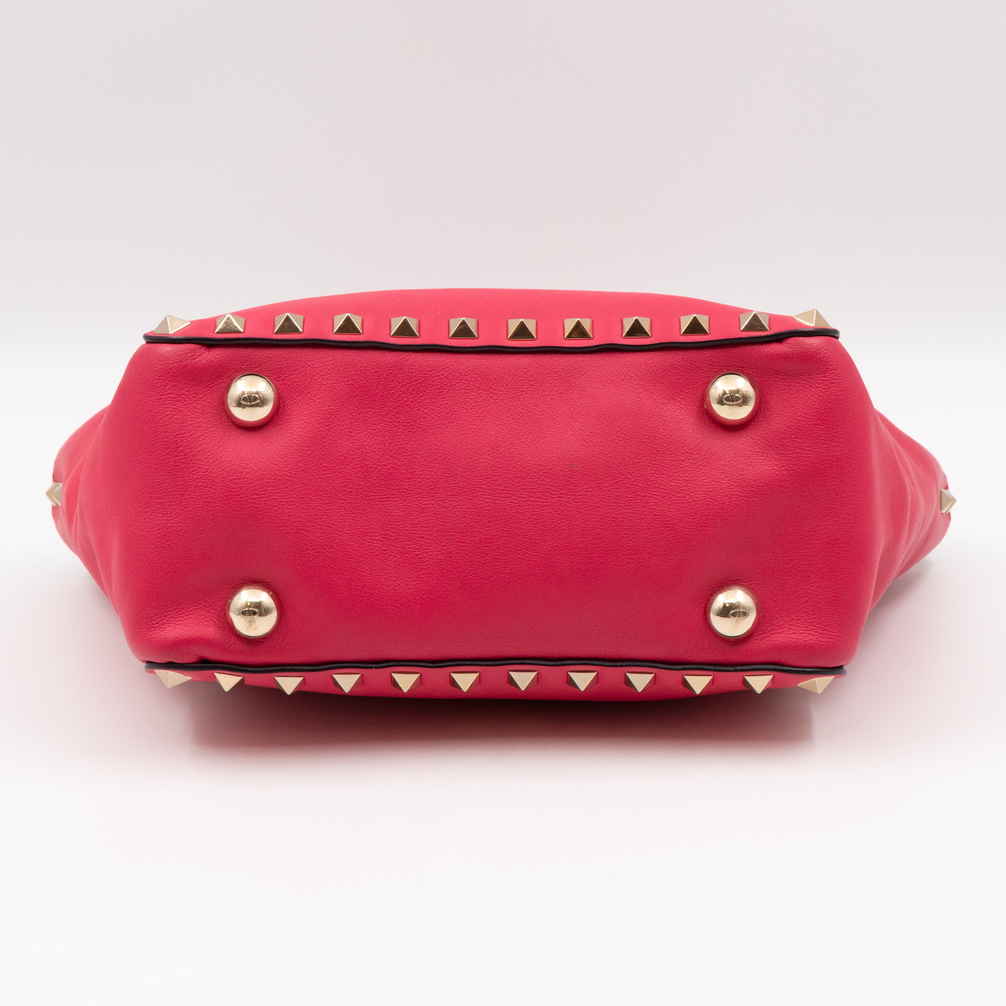 Rockstud Trapeze Mini Tote Bag Pink Leather