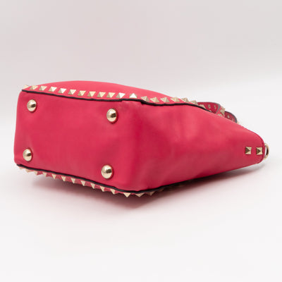 Rockstud Trapeze Mini Tote Bag Pink Leather