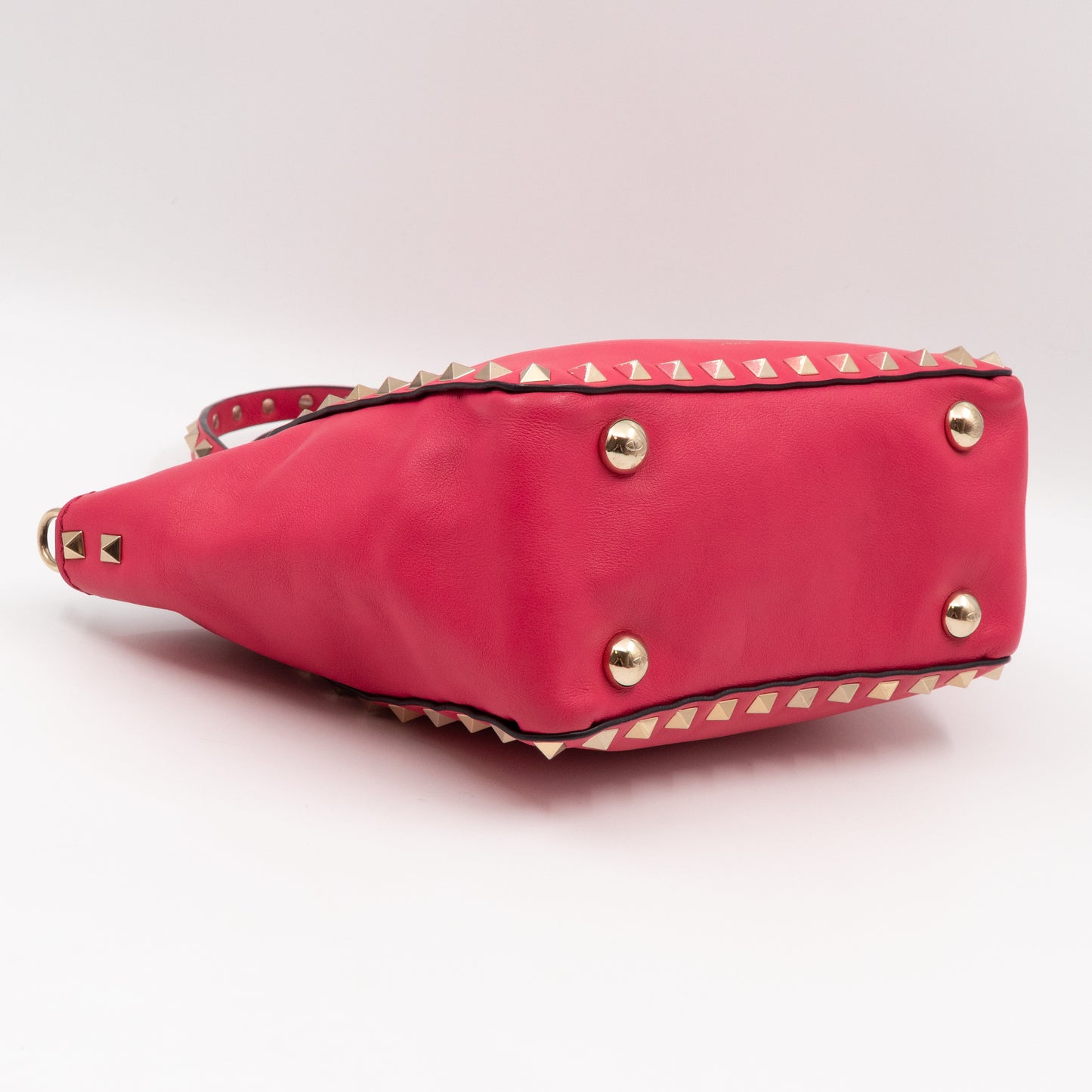 Rockstud Trapeze Mini Tote Bag Pink Leather