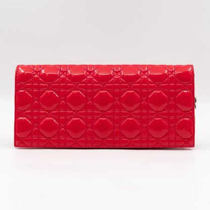 Lady Dior Clutch with Chain Red Cannage Patent Leather