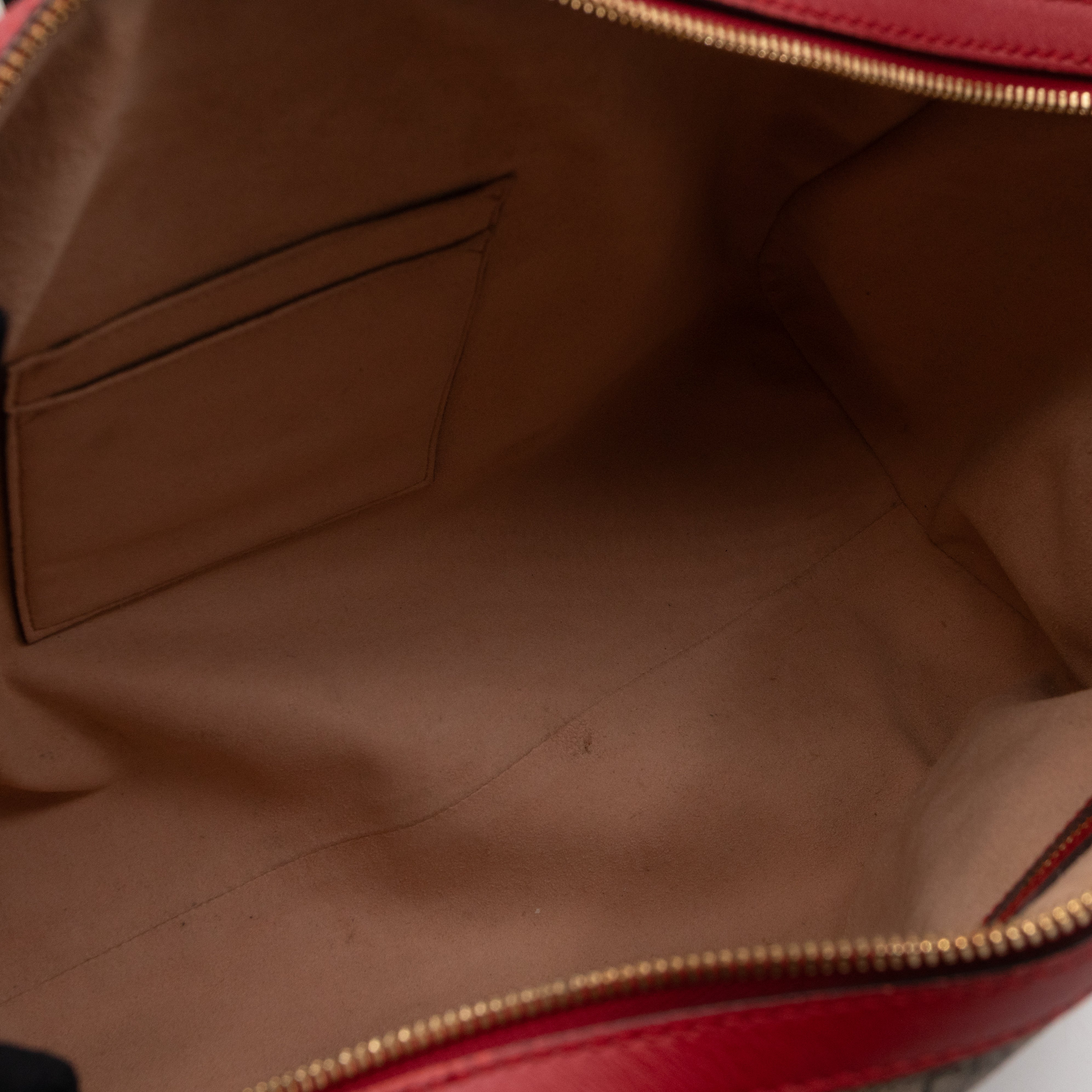 Top Handle Boston Bag GG Supreme Red Embroidered