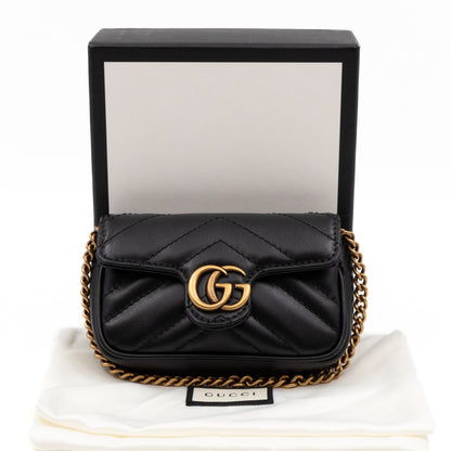 GG Marmont Matelassé 2.0 Coin Purse On A Chain Black Leather