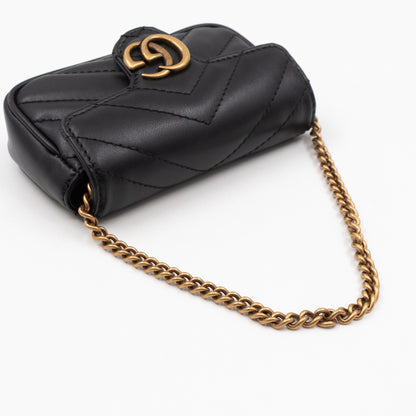 GG Marmont Matelassé 2.0 Coin Purse On A Chain Black Leather