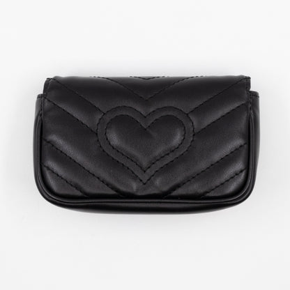 GG Marmont Matelassé 2.0 Coin Purse On A Chain Black Leather