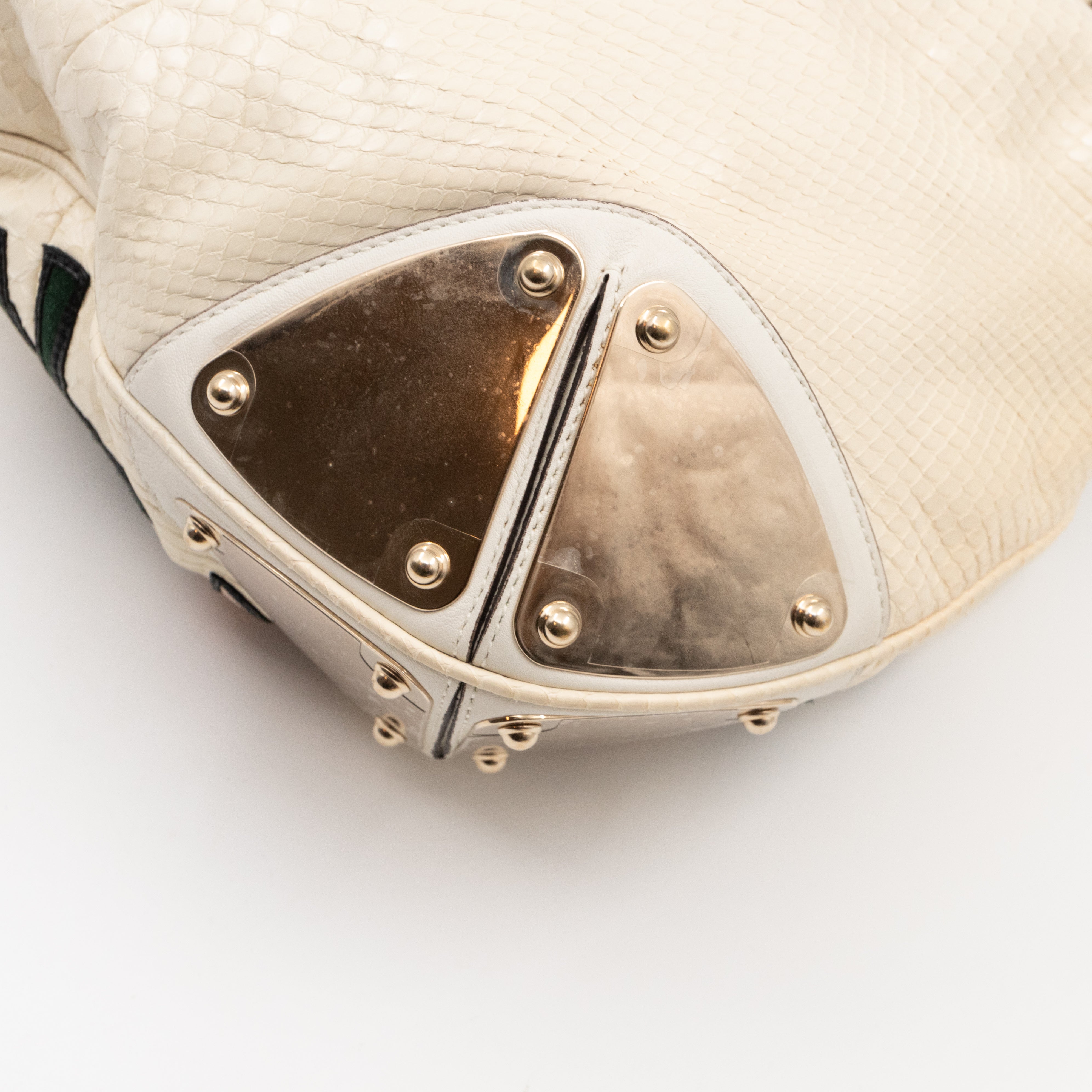 Large Indy Top Handle Bag White Python Leather Tattoo
