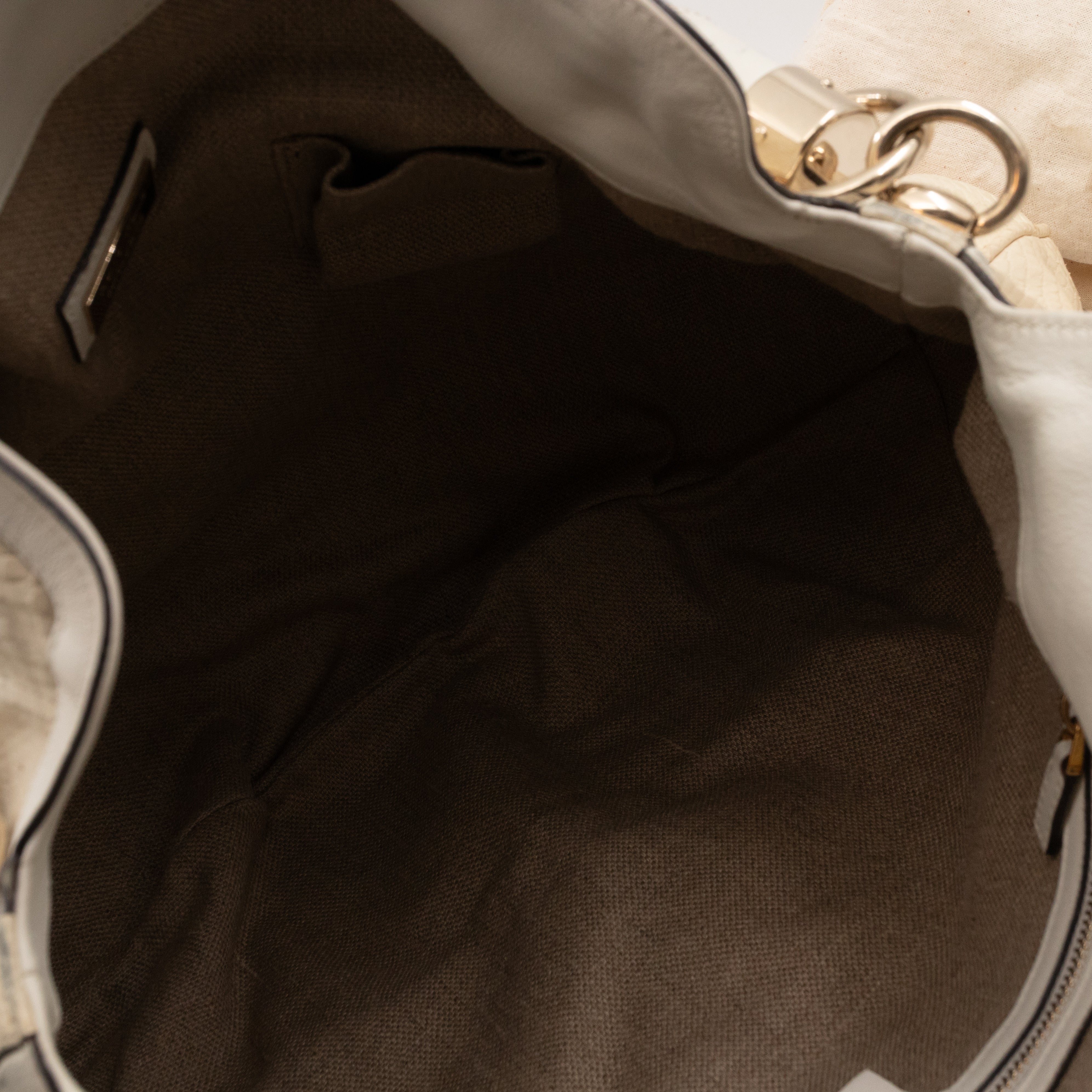 Large Indy Top Handle Bag White Python Leather Tattoo