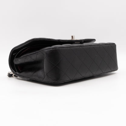 Classic Double Flap Small Black Lambskin Silver