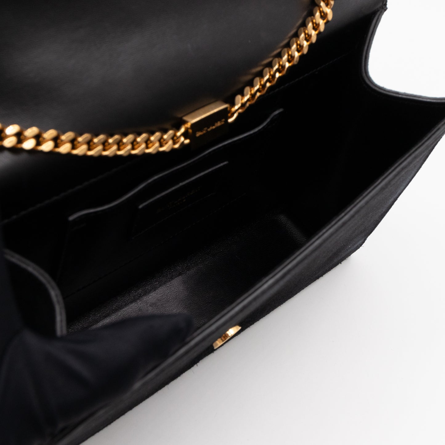 Kate Medium Tassel Black Suede Leather Gold