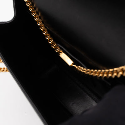 Kate Medium Tassel Black Suede Leather Gold