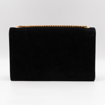 Kate Medium Tassel Black Suede Leather Gold