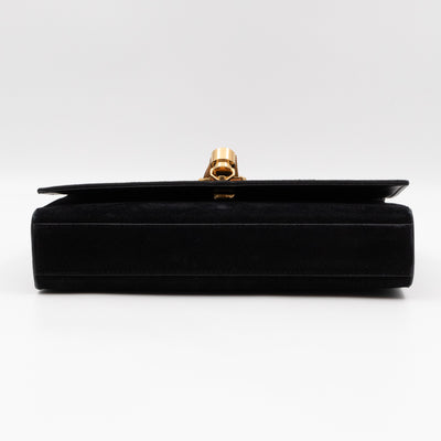 Kate Medium Tassel Black Suede Leather Gold