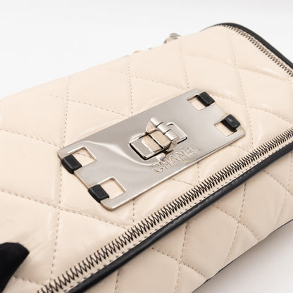 East West Mademoiselle Flap Bag White Leather