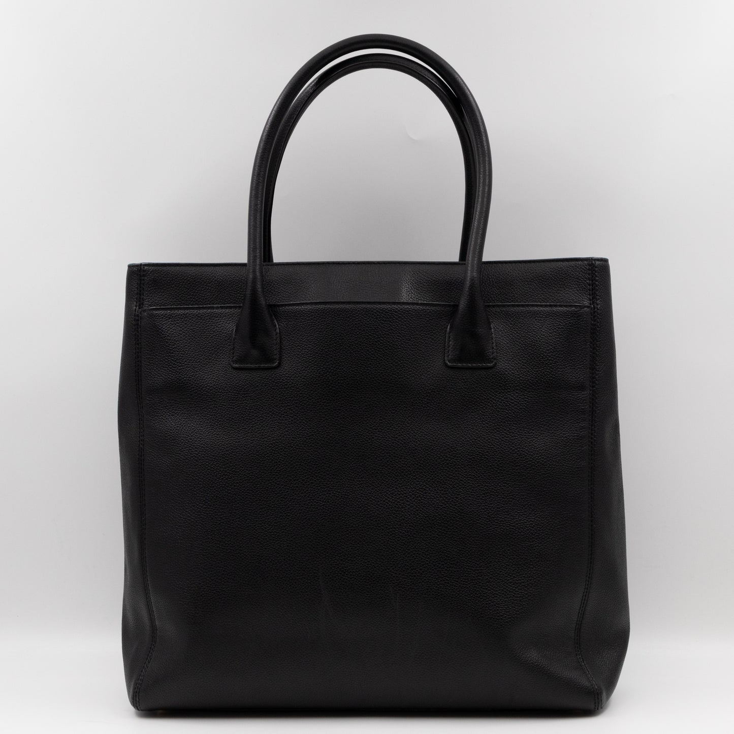 Tall Cerf Tote Black Leather Gold
