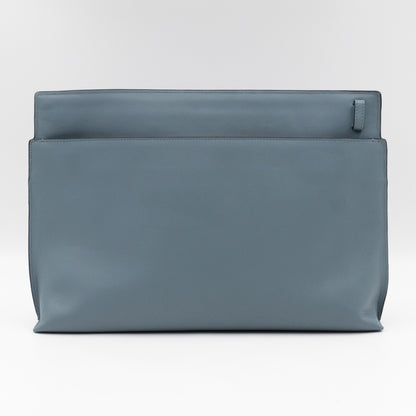 T Pouch Large Shoulder Bag Light Blue Leather