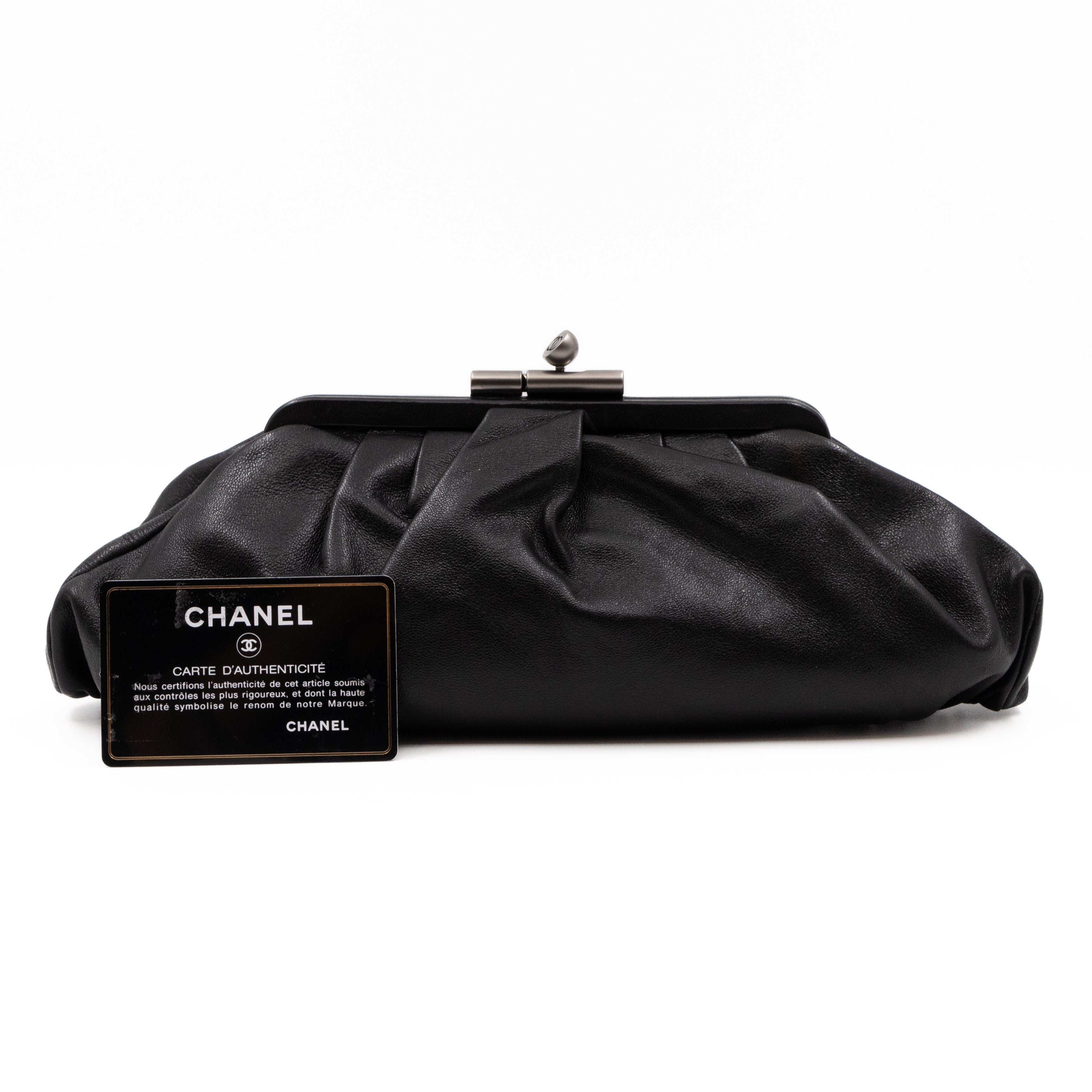 Monte Carlo Clutch Black Leather