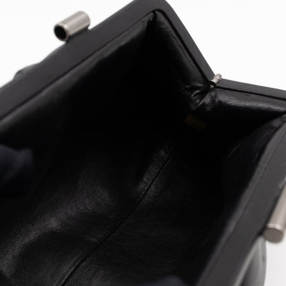 Monte Carlo Clutch Black Leather