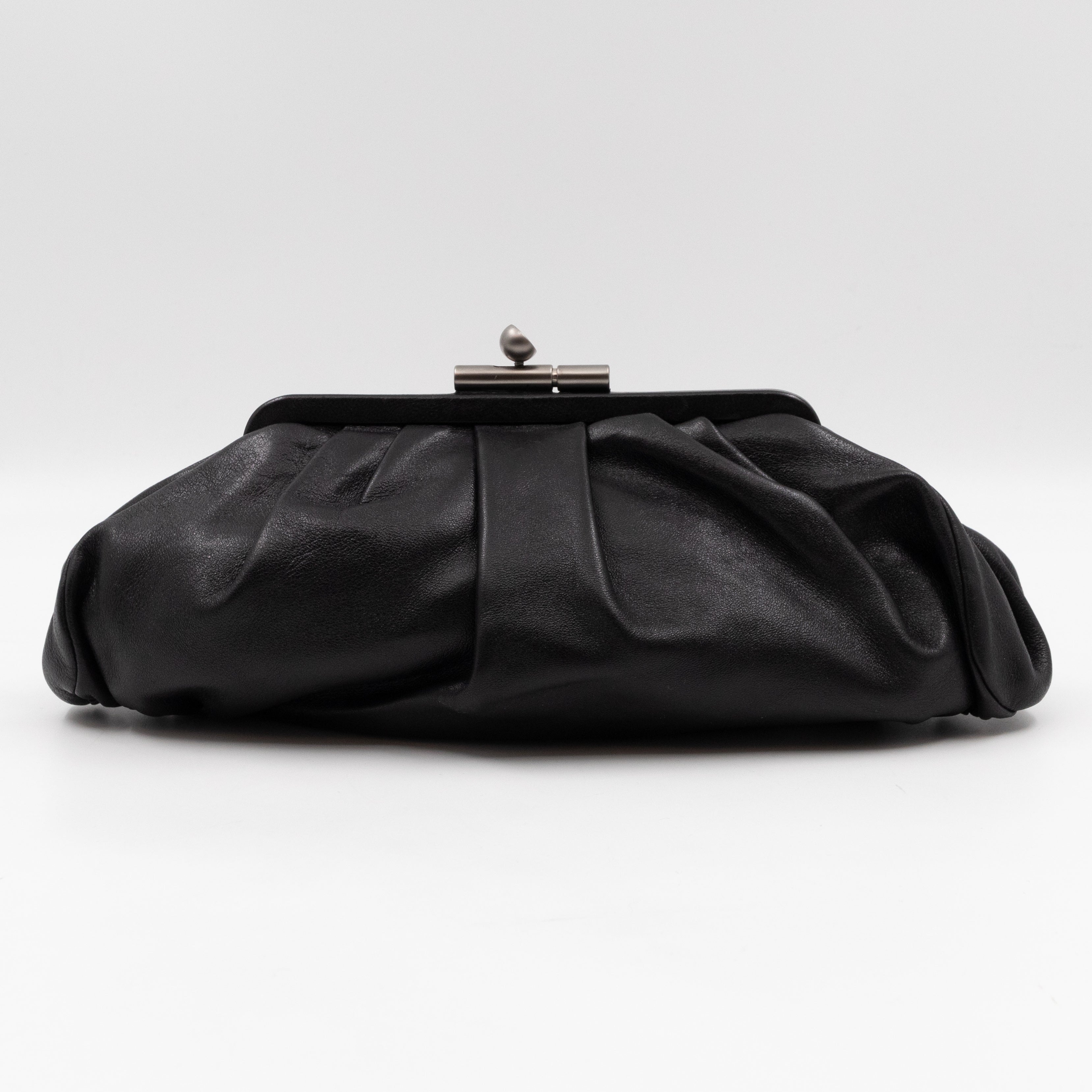 Monte Carlo Clutch Black Leather