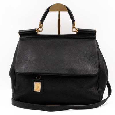 Sicily Large Black Dauphine Leather