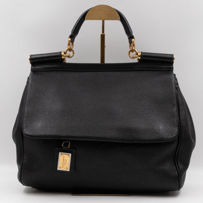 Sicily Large Black Dauphine Leather