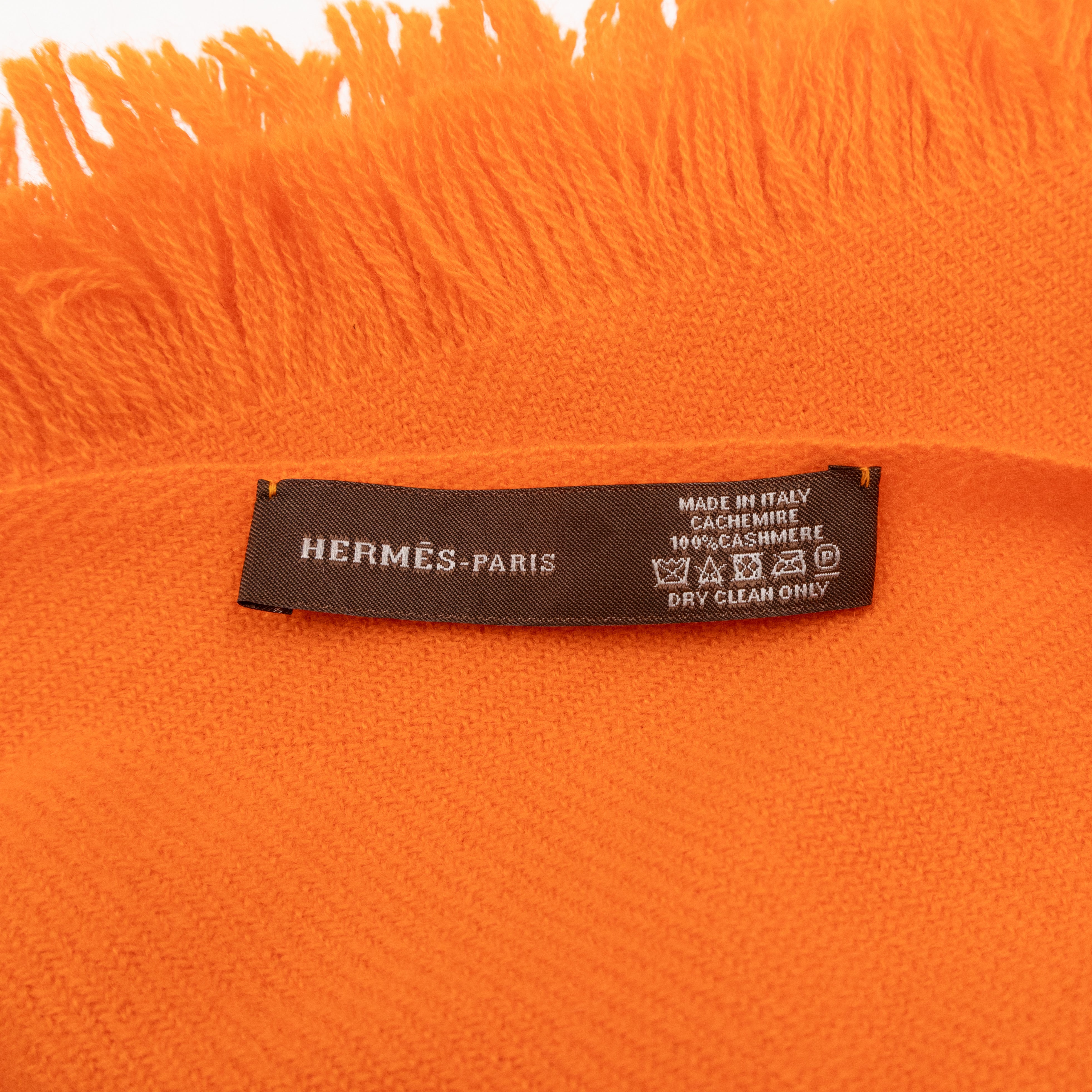 Soft Orange Kumquat Cashmere Fringed Stole