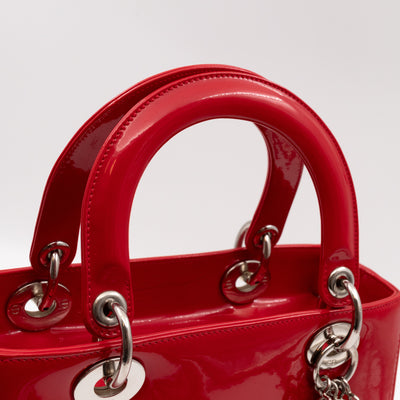 Lady Dior Medium Red Smooth Patent Leather