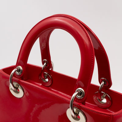 Lady Dior Medium Red Smooth Patent Leather