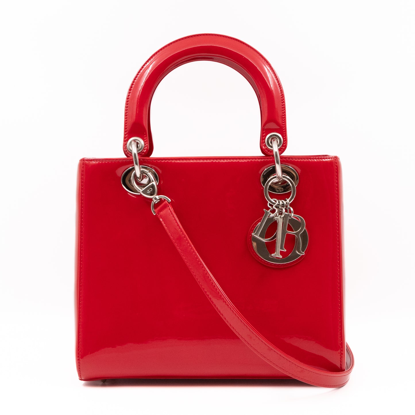 Lady Dior Medium Red Smooth Patent Leather