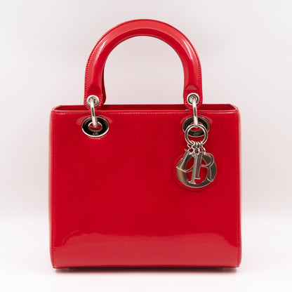 Lady Dior Medium Red Smooth Patent Leather