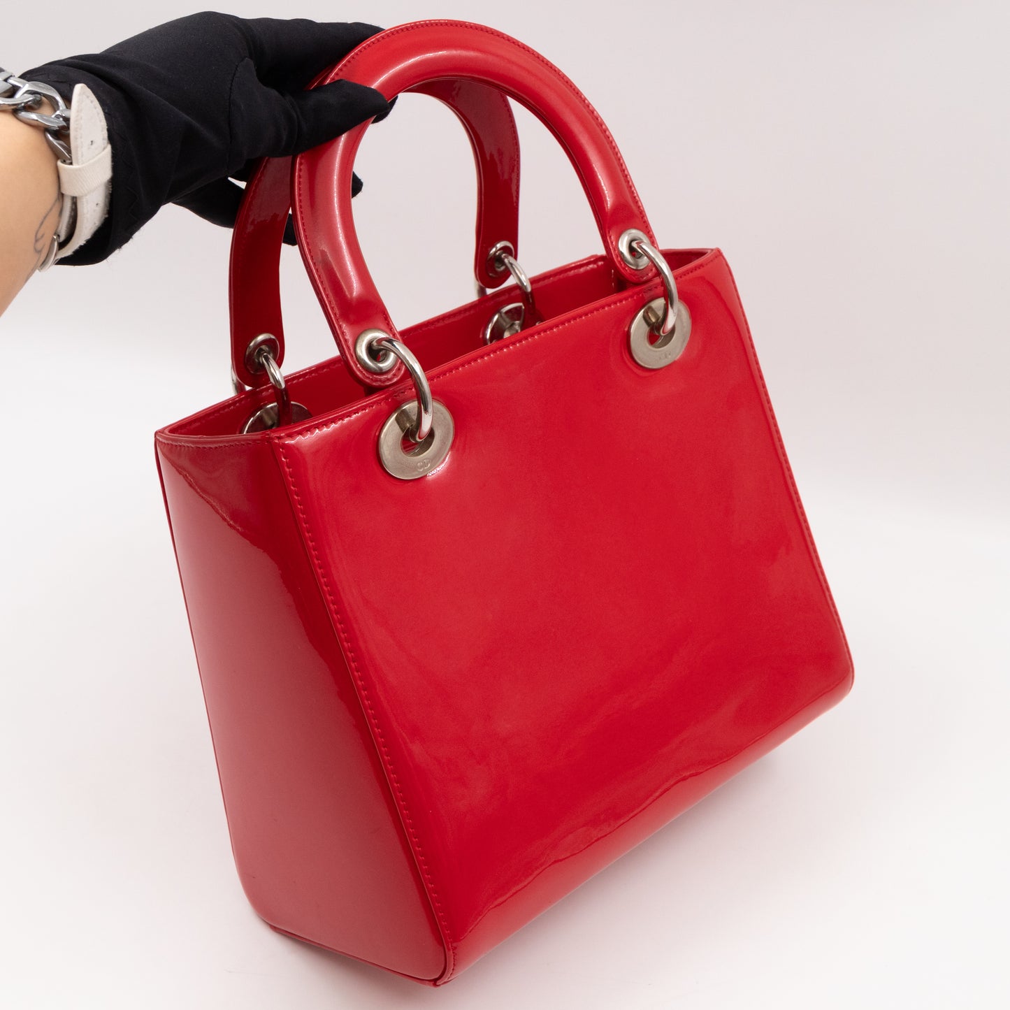 Lady Dior Medium Red Smooth Patent Leather