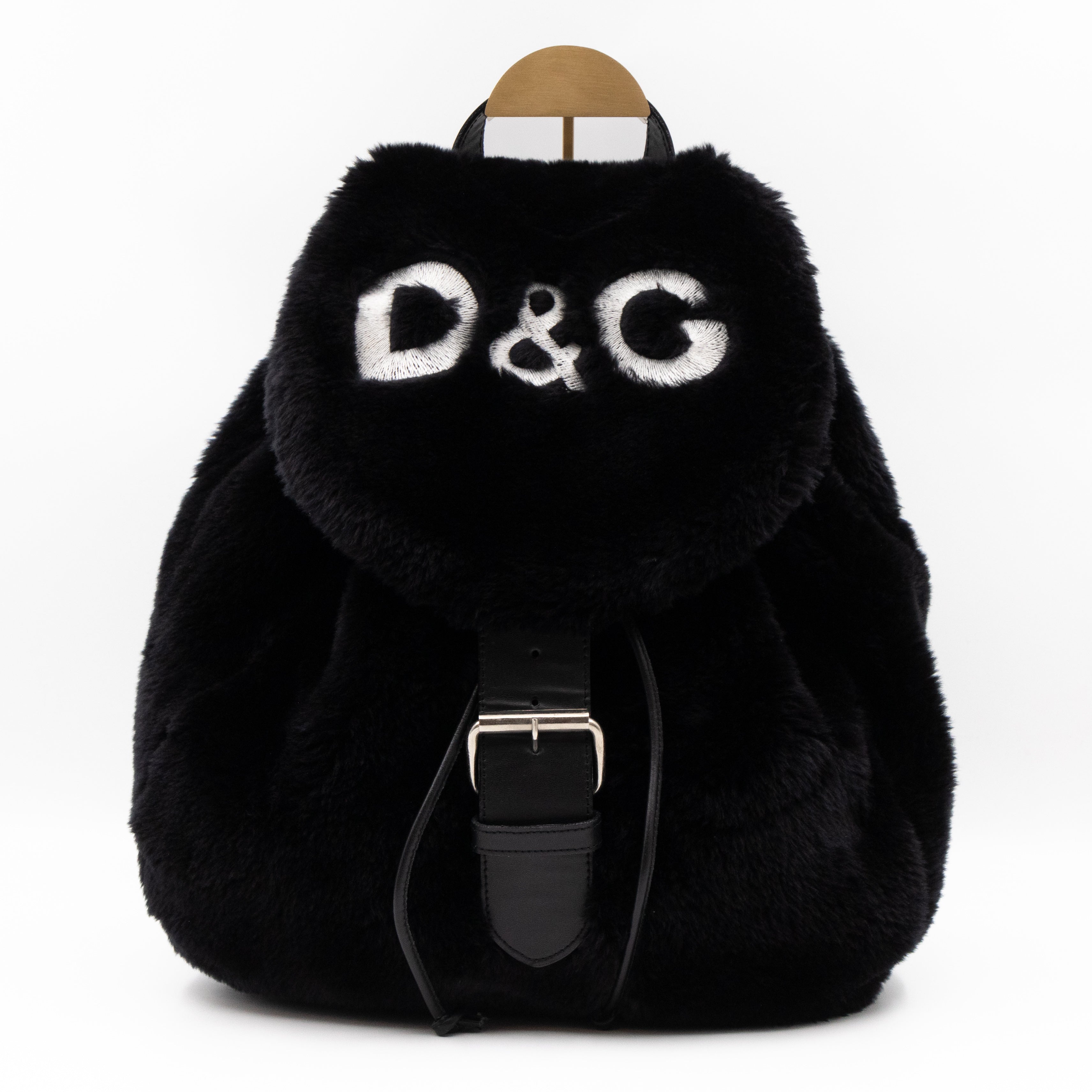 Vintage Faux Fur Backpack Black