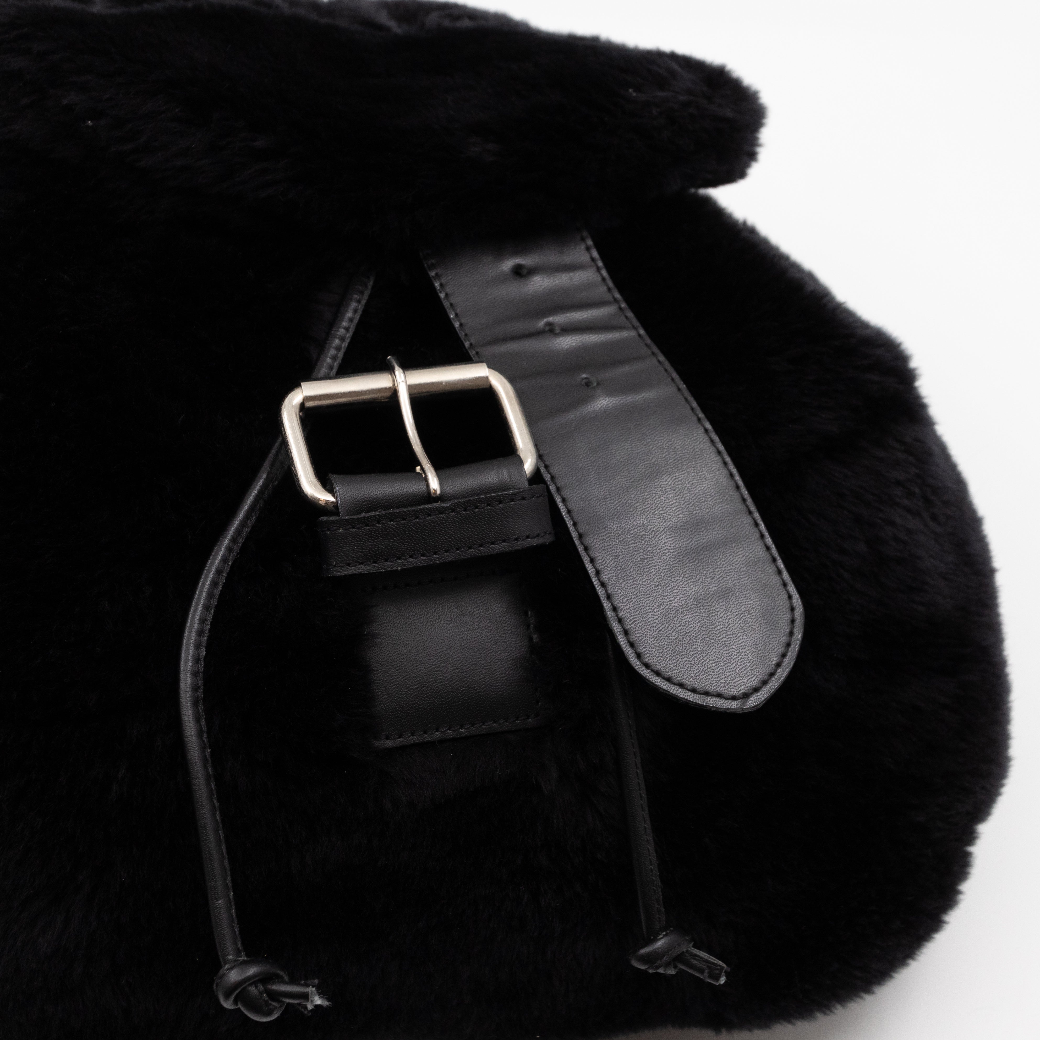Vintage Faux Fur Backpack Black