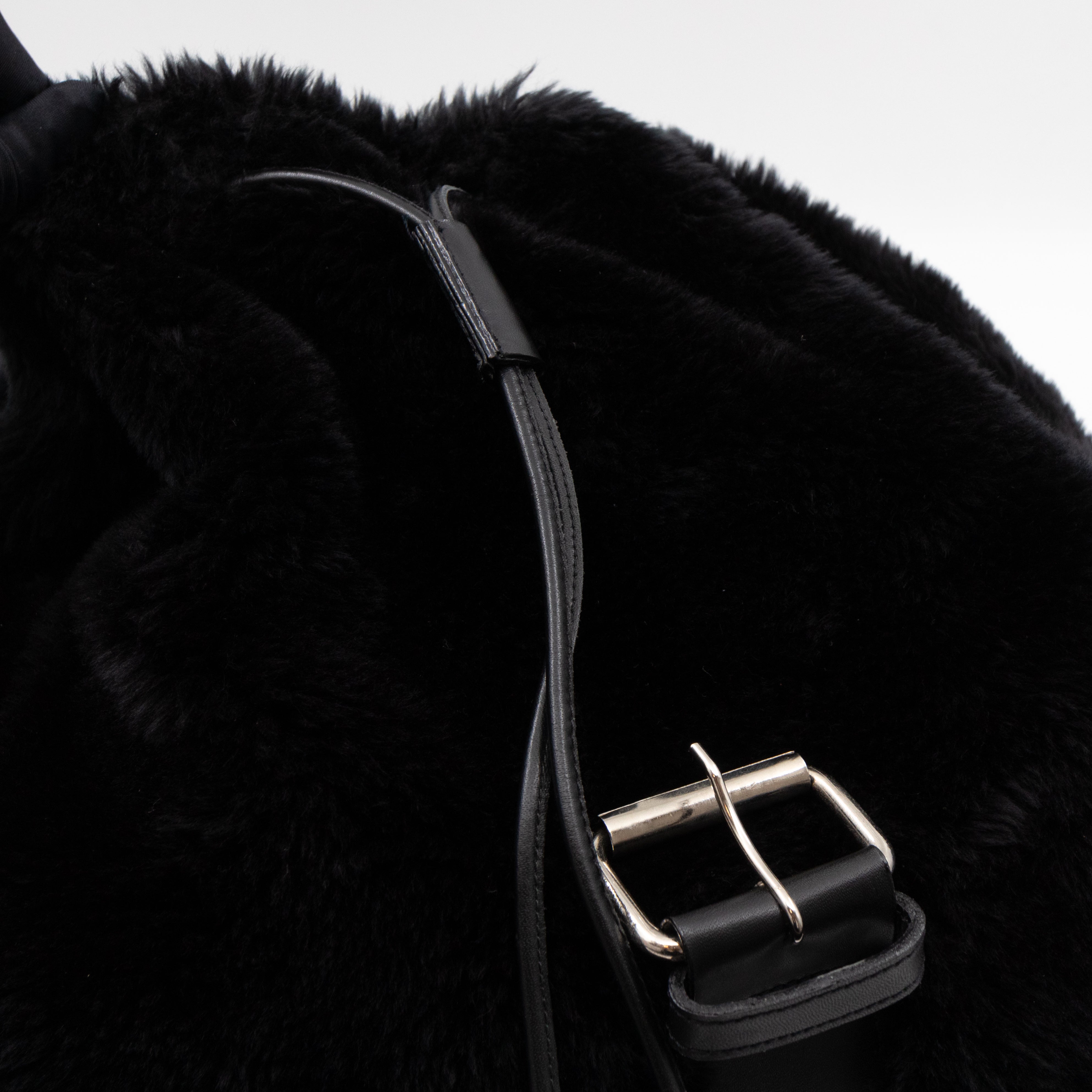 Vintage Faux Fur Backpack Black