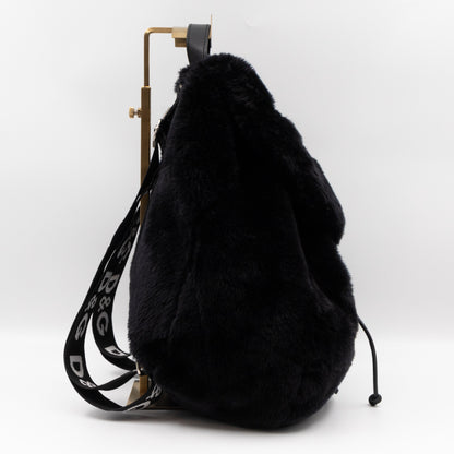 Vintage Faux Fur Backpack Black