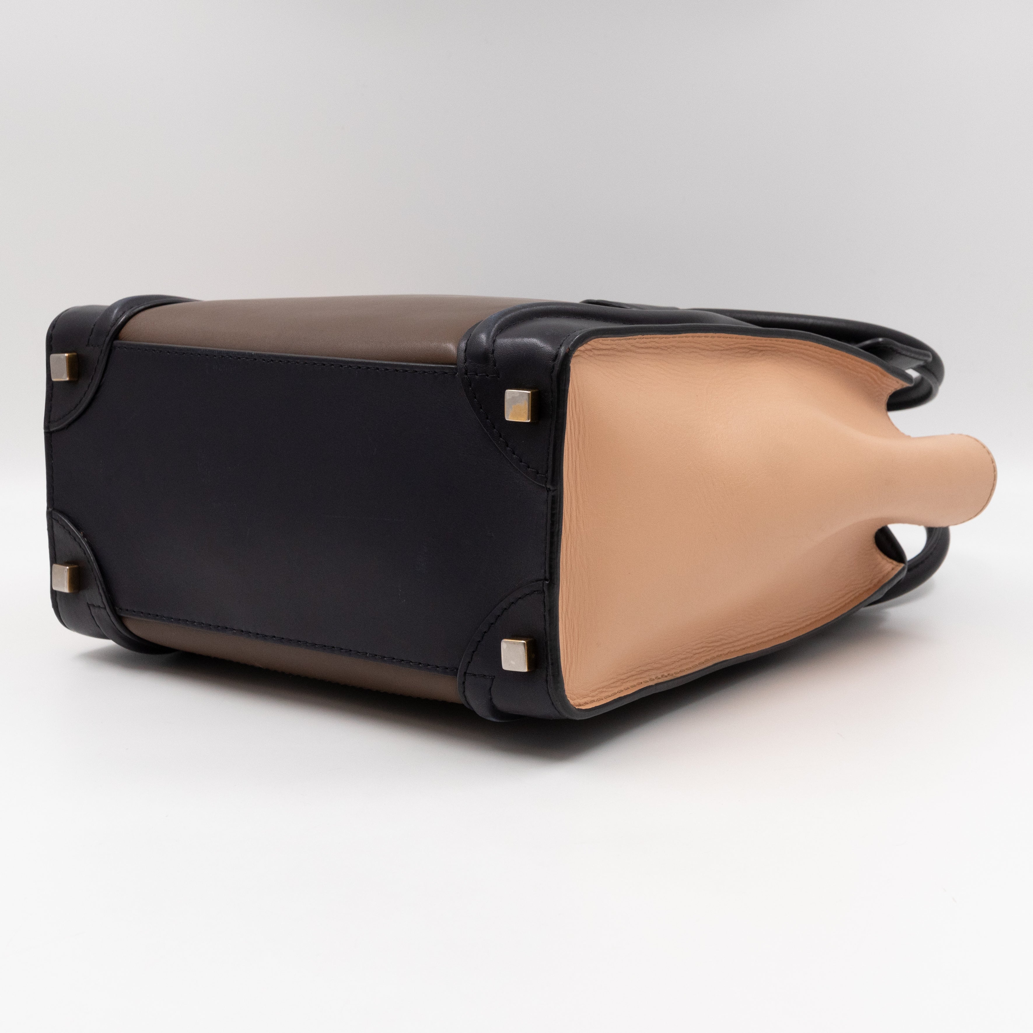 Micro Luggage Beige Brown Black Leather