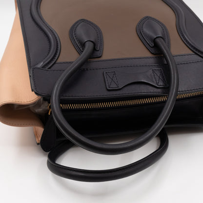Micro Luggage Beige Brown Black Leather