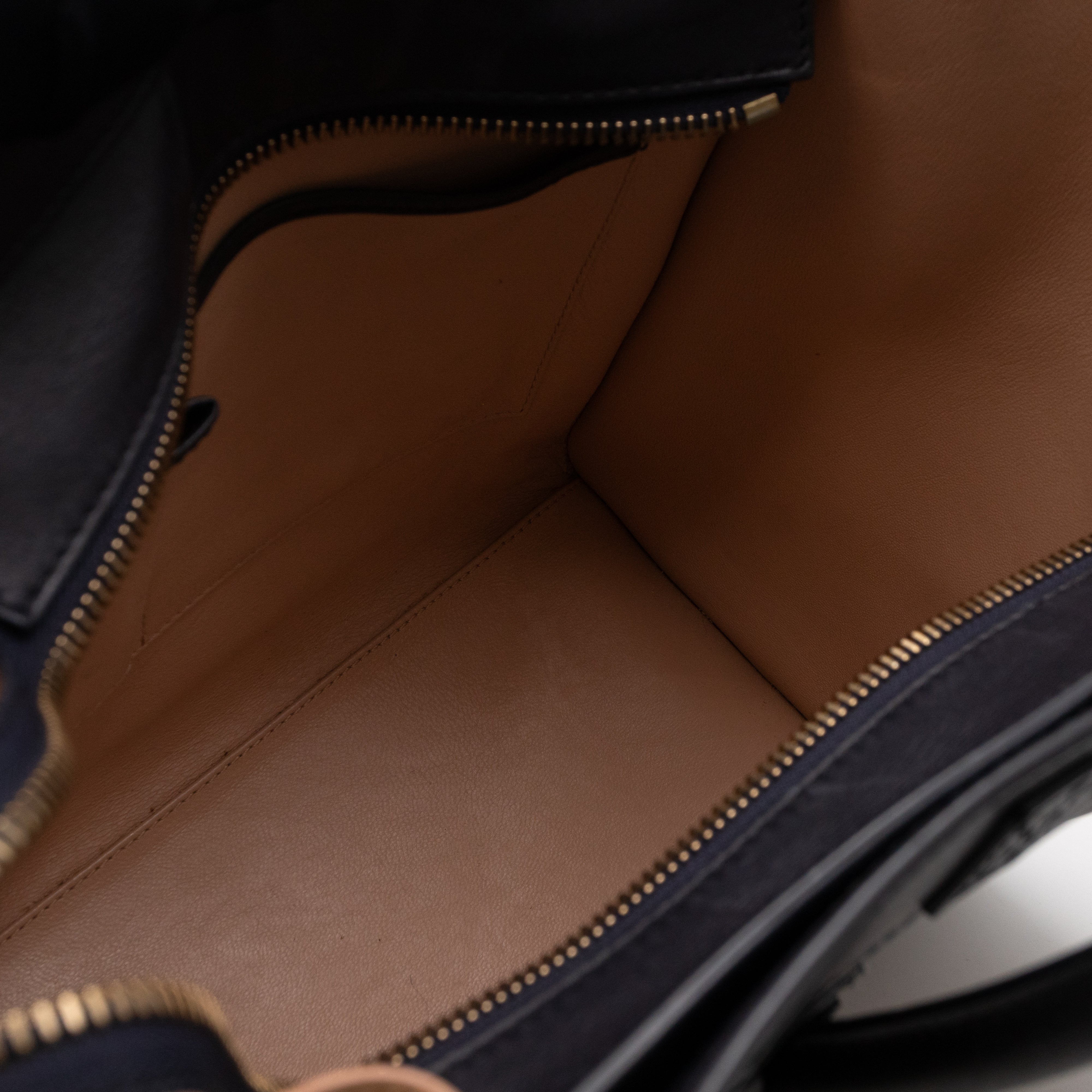 Micro Luggage Beige Brown Black Leather