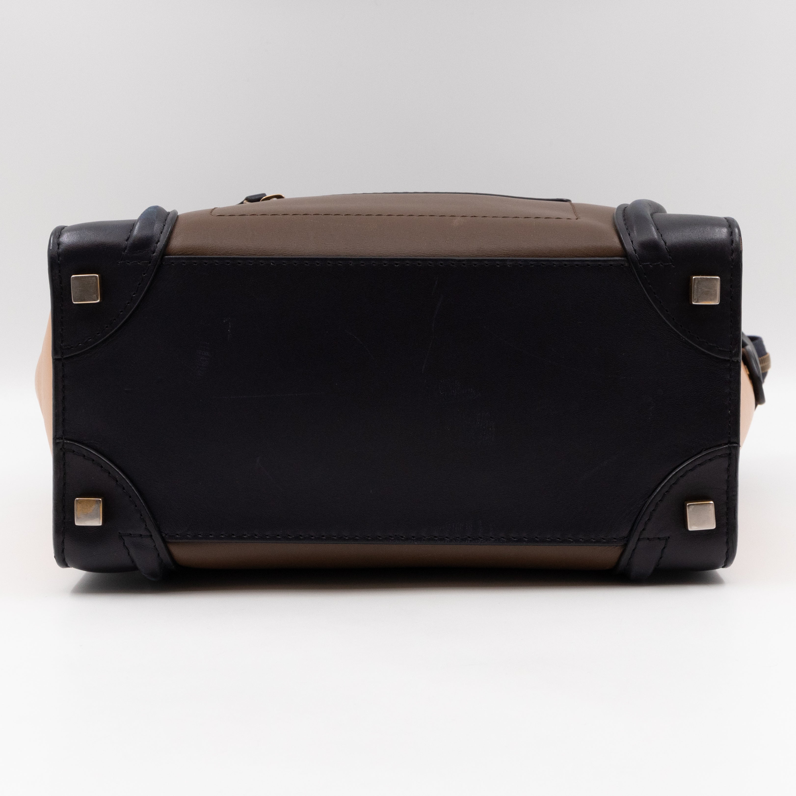 Micro Luggage Beige Brown Black Leather