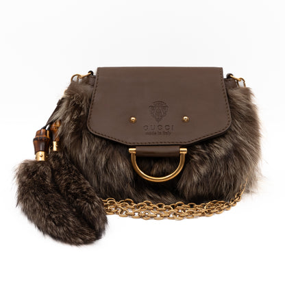 Small Smilla Chain Bag Fur Brown Leather