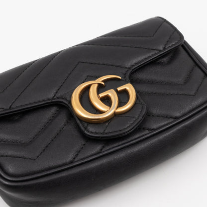 GG Marmont Matelassé Super Mini Black Leather