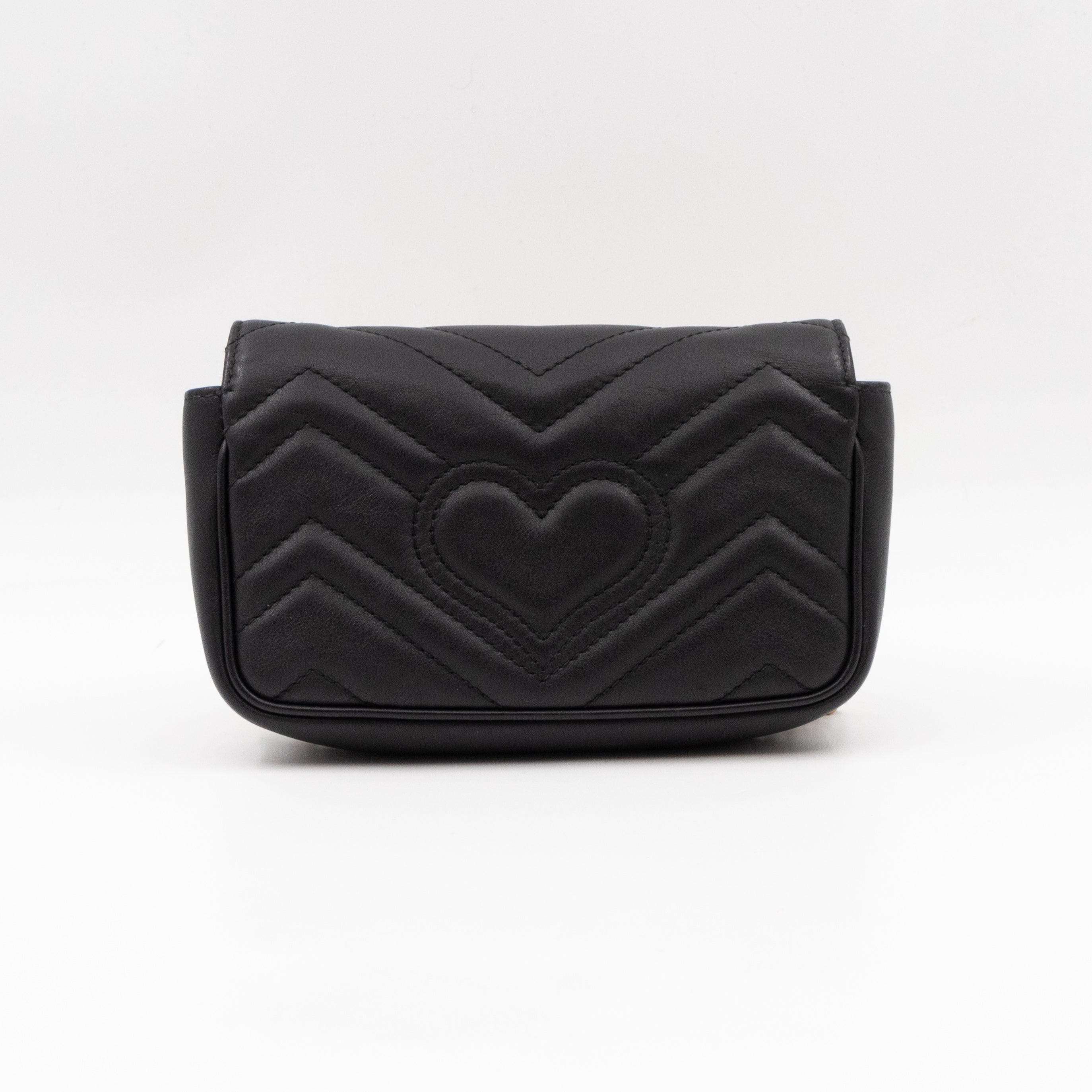 GG Marmont Flap Matelassé Super Mini Black Leather
