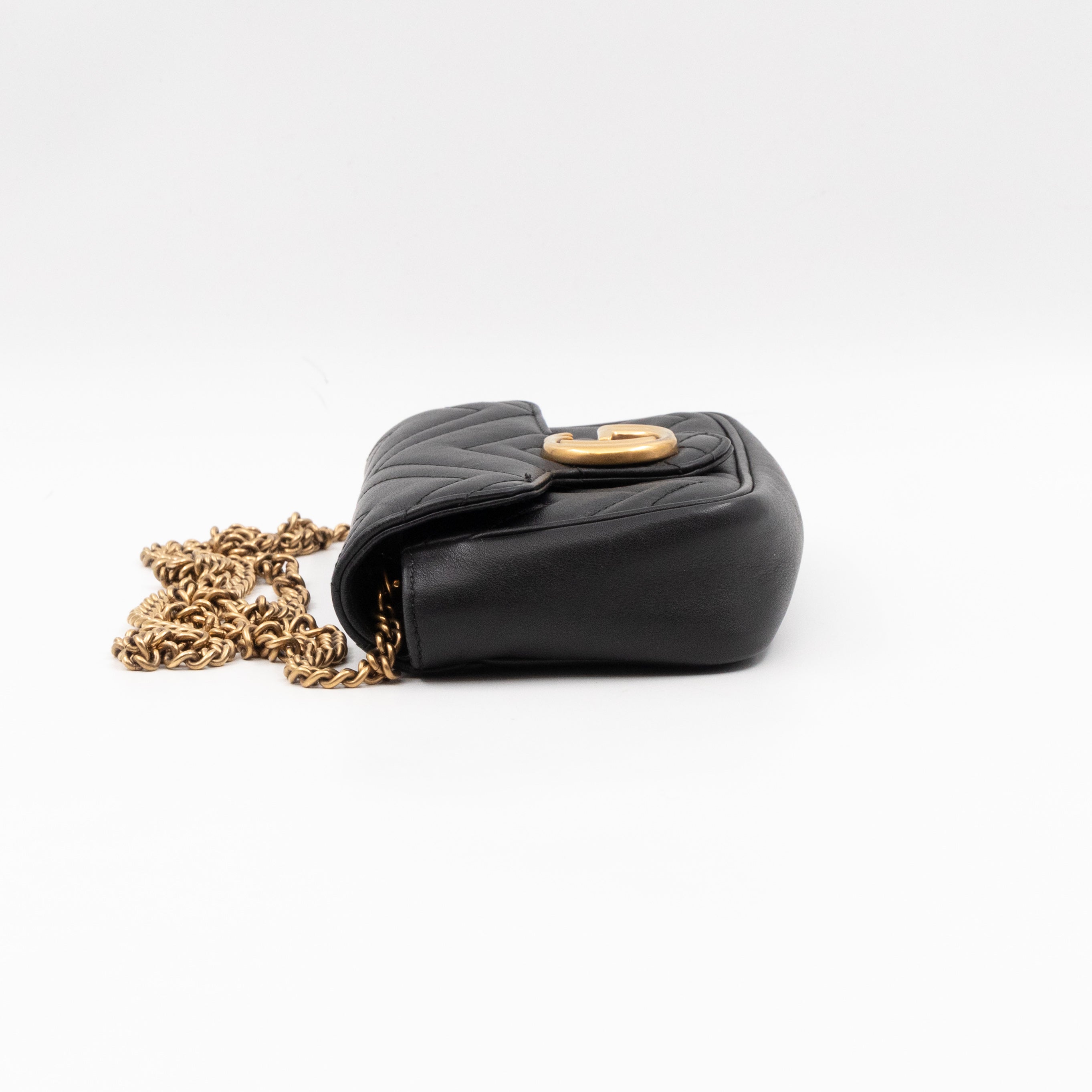 GG Marmont Flap Matelassé Super Mini Black Leather