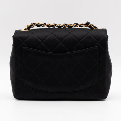 Classic Flap Mini Square Black Satin Vintage